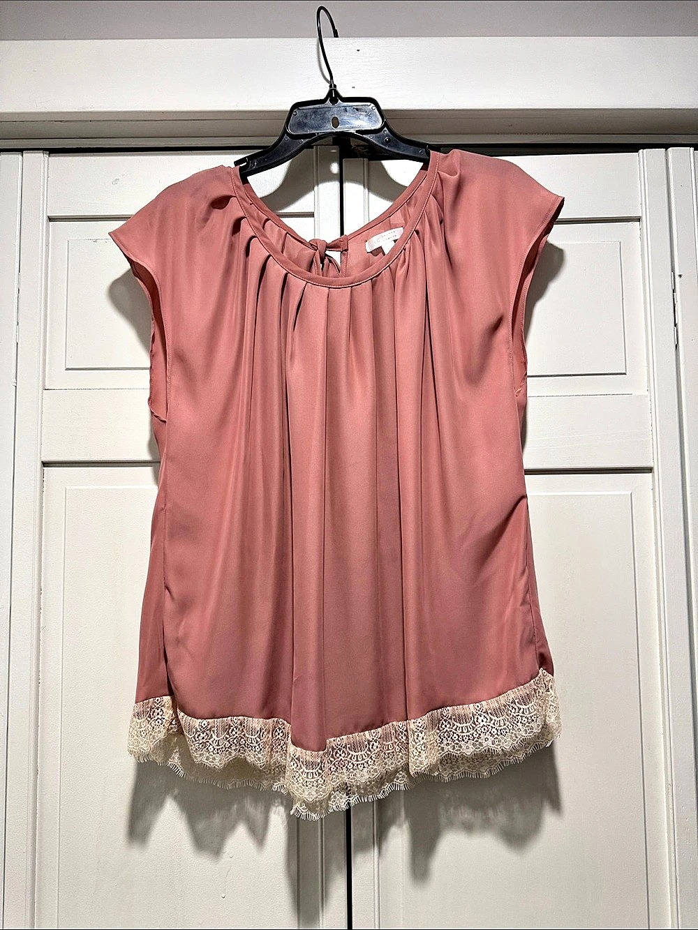 Lace Hem Blouse in Pink